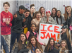 Kids posing for photo at Ice Jam event