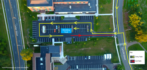 Town Hall West Parking lot Aerial photo