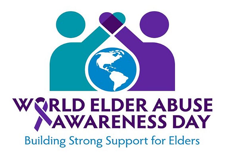 Edler Abuse Awareness Day Logo in teal and purple 