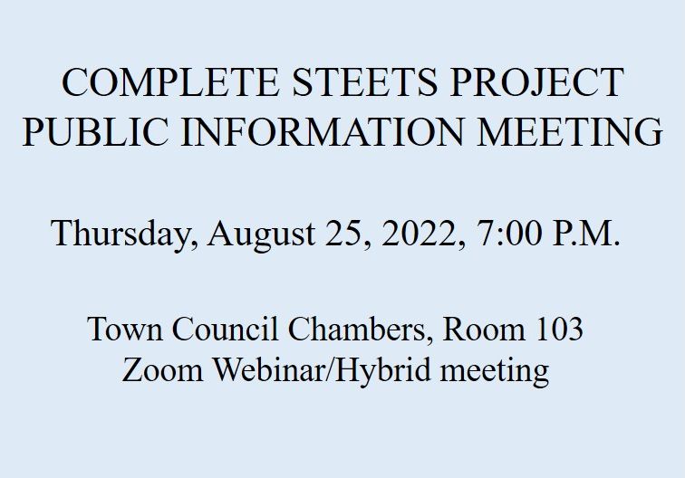 Complete Street Pub Info Meeting
