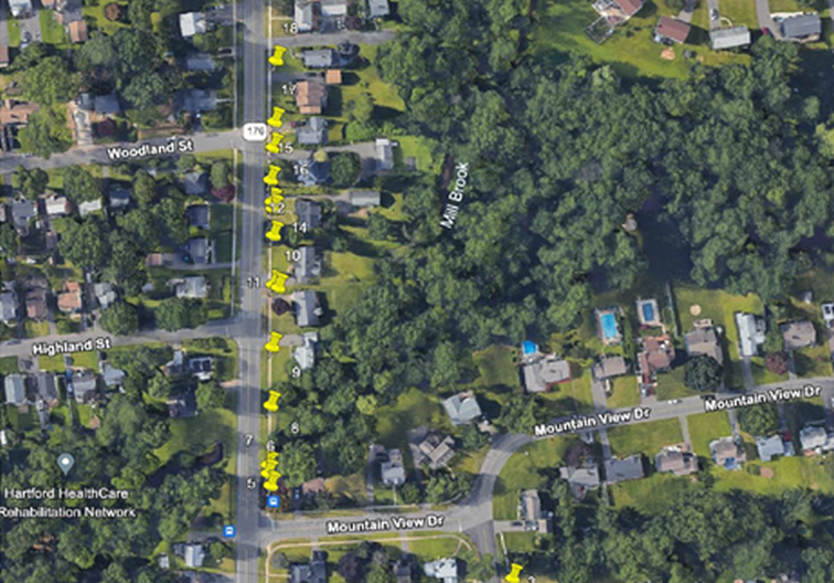 Main Street Map showing sidewalk repair locations