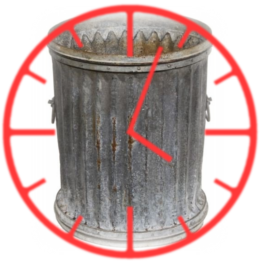 Trash Can with a clock face overlay