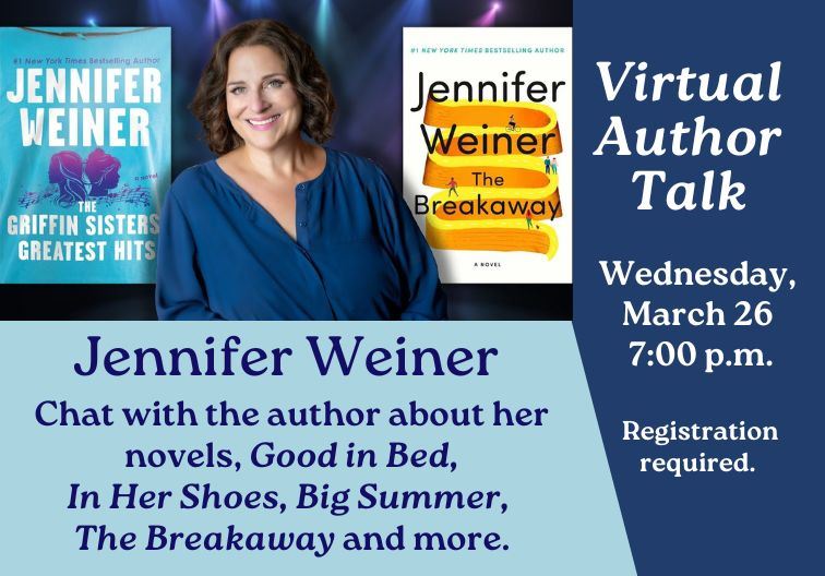 Jennifer Weiner March 26 Author Talks newsflash