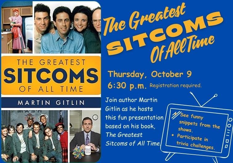 greatest sitcoms of all time program on Thursday, October 9 at 6:30 pm