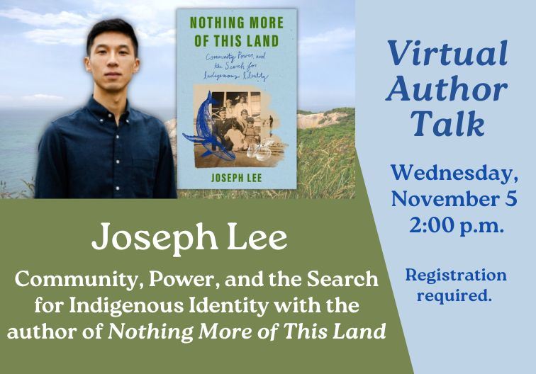 Virtual author talk with Joseph Lee on November 5  at 2:00 pm