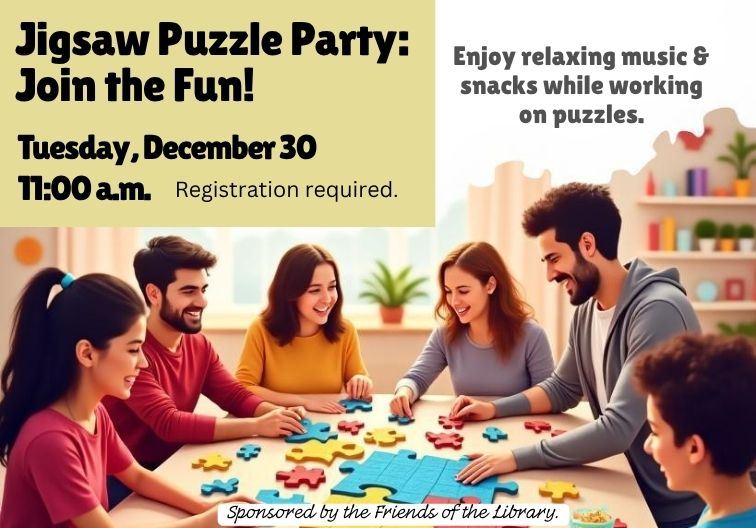 Adult puzzle party on December 30 at 11:00 am