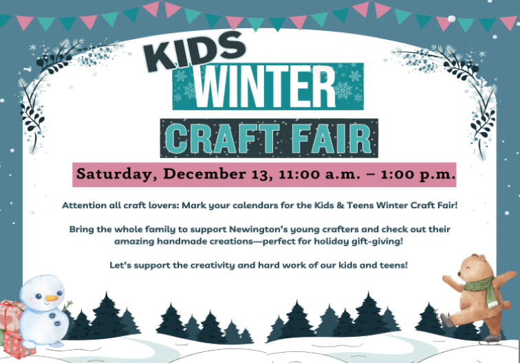 Kids and Teen Winter Craft Fair on Saturday, December 13 from 11:00 am - 1:00 pm