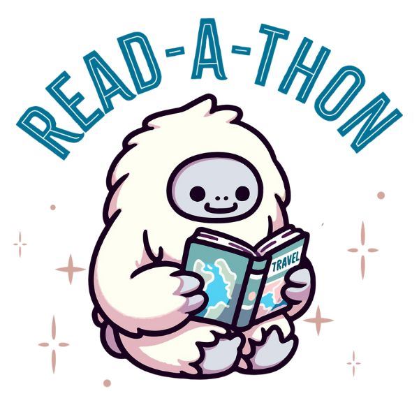 Read-a-thon,  featuring a Yeti reading a book.