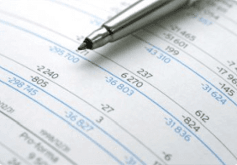 Financial Report with pen