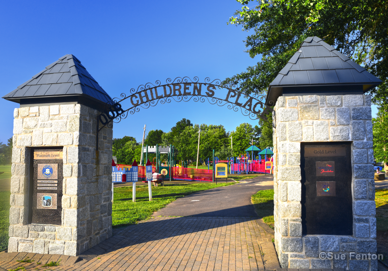 Entrance to Our Children's Place playscape area located in Mill Pond Park