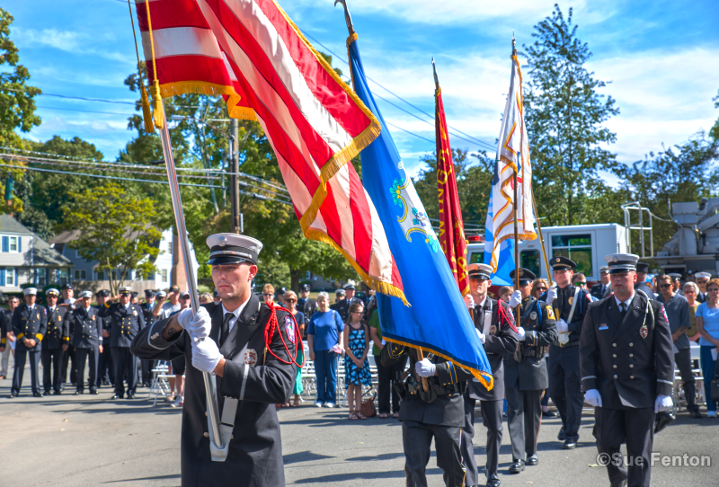 Flag detail at September 11, 2001 Memorial Dedication at Newington Volunteer Fire Department