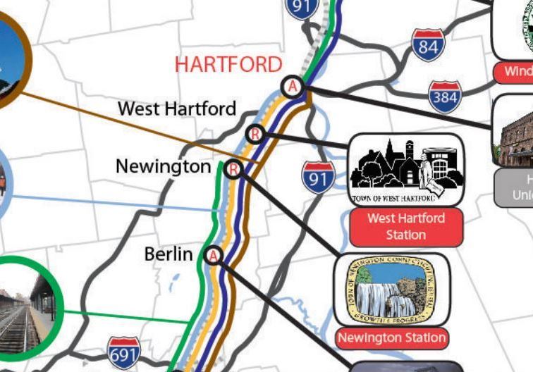 Map of New Hartford Line Stations