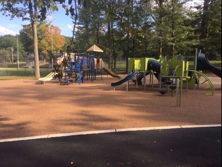 Churchill Park Playground with new playscape and surfacing