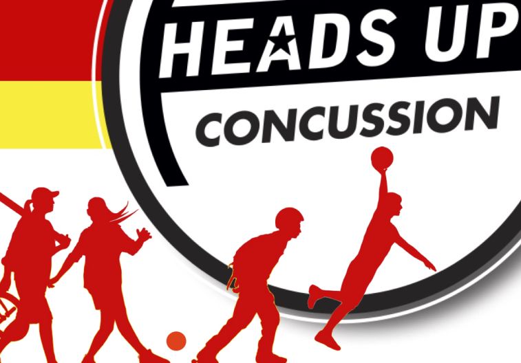 Heads Up Concussion brand photo of multiple outlines of people playing different sports