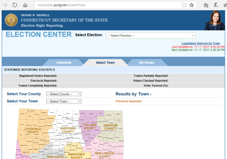Secretary of State Election Results web page