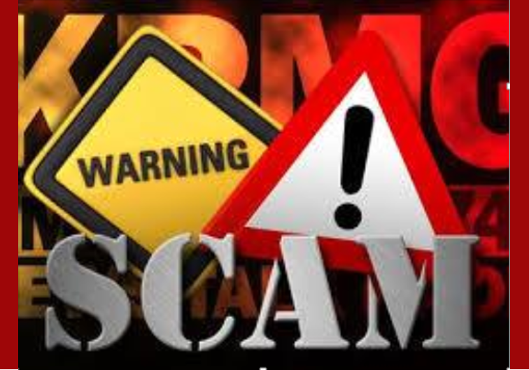 Warning signs with the word Scam