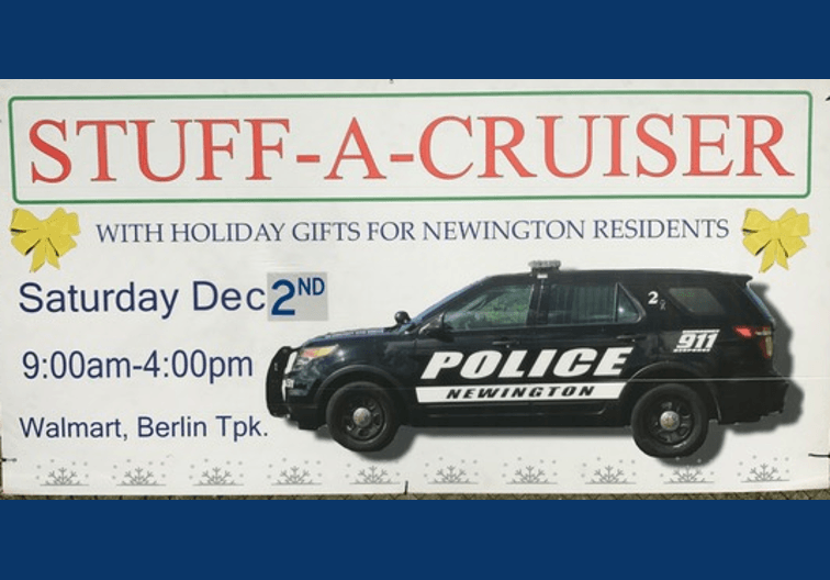 Sign showing police cruiser advertising stuff a cruiser event Dec 2, 2017