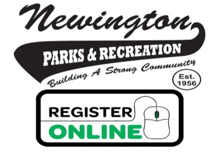 Newington Parks and Recreation swoosh-style logo along with a Register Online box