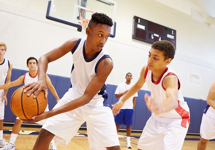 Kids playing basketball