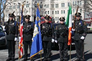 Police Department honor guard in front of state capital